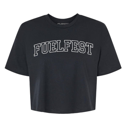 Women's Varsity Crop Tee Black