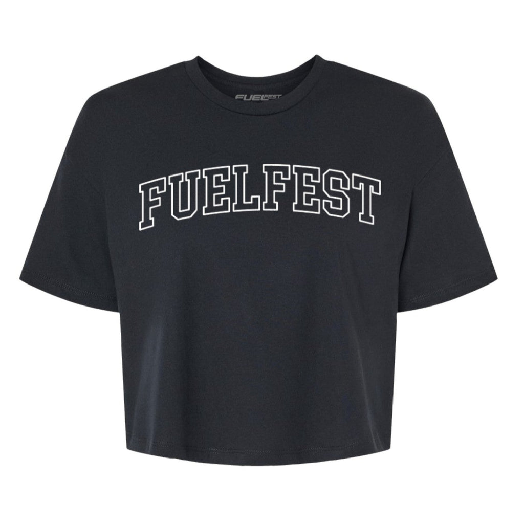 Women's Varsity Crop Tee Black