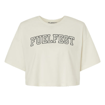 Women's Varsity Crop Tee White